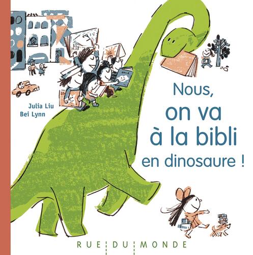 nous, on va à la bibli en dinosaure !